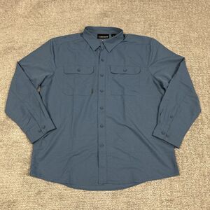 Dri Duck Shirt Mens XL Blue Vented Long Roll Tab Sleeve Pocket Fishing Outdoor